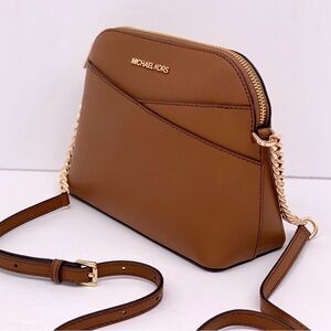 New Michael Kors Jet Set Travel Medium Dome Crossbody Leather Luggage